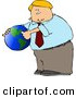 Clip Art of a Caucasian Businessman Pointing out America on a Globe by Djart