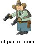 Clip Art of a Caucasian Cowboy Holding and Pointing Two Pistols Towards the Ground by Djart