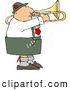 Clip Art of a Caucasian Male German Trombone Player Playing His Brass Instrument by Himself by Djart