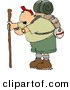 Clip Art of a Caucasian Male Hiker Checking His Compass by Djart