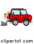 Clip Art of a Caucasian Man Filling His Car up with Gas by Djart