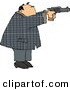 Clip Art of a Convicted Male Criminal Pointing and Shooting a Gun and Looking Right by Djart