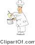 Clip Art of a Cook Pouring Food from a Can into a Cooking Pan by Djart