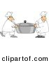 Clip Art of a Couple of Chefs Carrying a Large Oversized Pot of Food by Djart