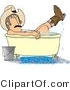 Clip Art of a Cowboy Bathing in His Boots - Royalty Free by Djart