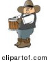 Clip Art of a Cowboy Farmer Carrying an Empty Bucket to the Left by Djart