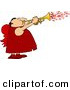 Clip Art of a Cute Man Wearing Valentine Cupid Costume and Blowing Love Hearts from a Trumpet by Djart