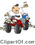 Clip Art of a Drunk Man Sitting on a Four Wheeled All-Terrain Vehicle and Holding up His Beer by Djart