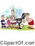 Clip Art of a Family Outside, Cooking at a BBQ by Djart