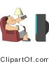 Clip Art of a Fat Man Sitting on a Couch, Channel Surfing the TV, and Drinking Beer by Djart