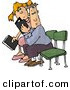 Clip Art of a Father and Daughter Sitting in Church, Holding Their Hymnals by Djart