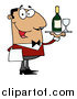 Clip Art of a Friendly Hispanic Male Waiter Serving Wine by Hit Toon
