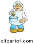 Clip Art of a Friendly White Male Chef Holding out a Sauce Pan by Snowy