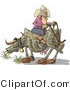 Clip Art of a Funny Cowboy Riding a Cow Backwards by Djart