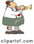Clip Art of a German Trumpet Player Wearing Gray and White Cotton Lederhosen Clothing by Djart