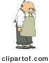 Clip Art of a Gross Restaurant Food Handler Wearing an Apron and Picking His Nose for Boogers by Djart