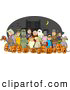 Clip Art of a Group of Nighttime Halloween Trick-or-Treaters Wearing Costumes and Standing Together As a Group by Djart