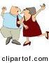 Clip Art of a Happy Man and Woman, Husband and Wife Dancing Together on a Dance Floor by Djart