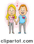 Clip Art of a Happy White Couple Holding Hands over Pink by BNP Design Studio