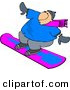 Clip Art of a Happy White Man Snowboarding down a Hill Covered with Snow During the Winter Season by Djart