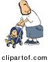 Clip Art of a Happy White Single Father Pushing His Baby Boy in a Stroller by Djart