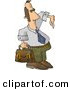 Clip Art of a Homie G Businessman Carrying a Briefcase and Gesturing Wazzup with His Hand on White by Djart