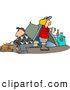 Clip Art of a Husband and Wife Camping Together Alone in the Woods by Djart