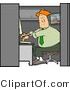 Clip Art of a Male Computer Programmer Sitting in a Cubicle Working at a Business Firm on a Computer by Djart