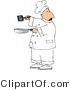 Clip Art of a Male Cook Holding a Skillet and Spatula and Looking over His Shoulder by Djart