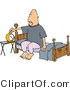 Clip Art of a Man Setting His Alarm Clock Before Going to Sleep in His Bedroom at Night by Djart