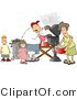 Clip Art of a Mother, Father, Son, and Daughter Grilling Barbecue Hamburgers by Djart