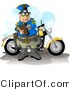 Clip Art of a Motorcycle Police Officer Man Filling out a Traffic Citation/Ticket Form by Djart