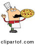 Clip Art of a Pleased Male Pizza Chef with His Perfect Pie by Hit Toon
