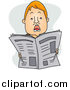 Clip Art of a Shocked Red Haired Man Holding up a Newspaper by BNP Design Studio