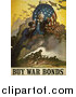 Clip Art of a Uncle Sam and Military Troops - Buy War Bonds Vintage Poster by JVPD