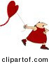 Clip Art of a Valentine's Day Caucasian Man Flying a Heart-shaped Kite by Djart