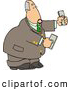 Clip Art of a White Banker Businessman Holding Cash Money in Both Hands by Djart