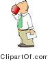 Clip Art of a White Businessman Holding a Letter and Drinking a Cup of Coffee by Djart