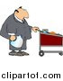 Clip Art of a White Businessman Pushing a Shopping Cart in a Grocery Store by Djart