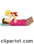 Clip Art of a White Dad Laying on His Back and Holding up His Son by BNP Design Studio