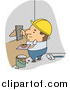 Clip Art of a White Male Builder Applying Plaster by BNP Design Studio