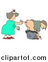 Clip Art of a White Male Patient Getting Shot in the Butt by a Nurse with a Syringe by Djart