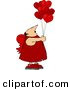 Clip Art of a White Valentine's Day Cupid Man Holding Red Heart Balloons by Djart