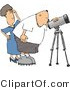 Clip Art of a Woman Standing Behind Her Husband, the Astronomer, Looking Through a Telescope by Djart