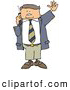 Clip Art of ABoring Business Man Talking on a Cellphone and Waving at Someone by Djart
