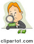 Clip Art of ABusinessman Inspecting Money by BNP Design Studio