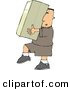 Clip Art of ACaucasian Delivery Man Carrying a Big Package/Box by Djart