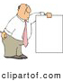 Clip Art of AFriendly Businessman Wearing a Pink Tie and Holding a Blank Sign by Djart