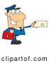 Clip Art of AFriendly Mail Man Holding a Letter by Hit Toon