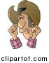 Clip Art of AFrustrated Cowboy Clinching Eyes, Teeth, and Fists by Djart